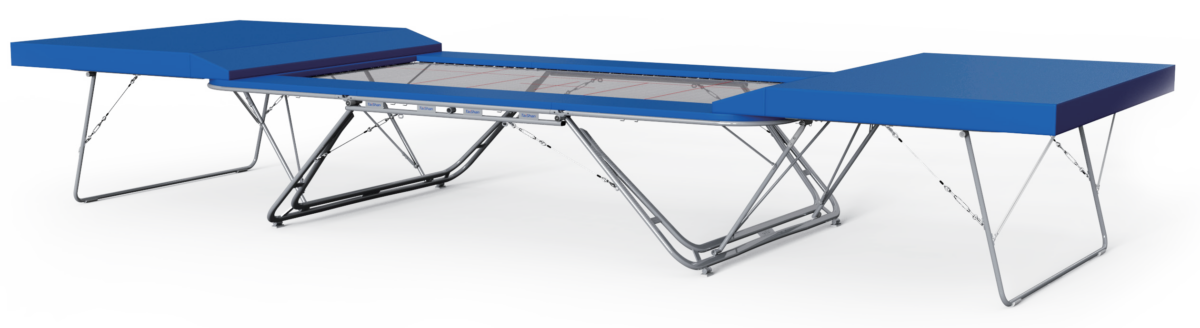 Trampoline de compétition avec extensions et tapis supérieur